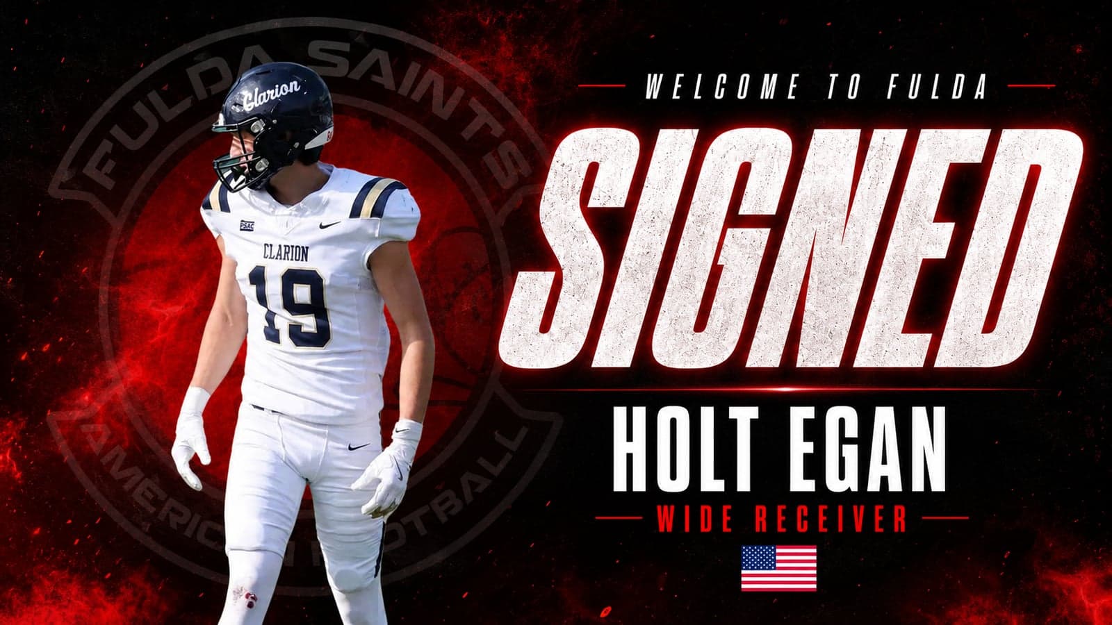 Holt Egan im Trikot der Clarion University — neuer Wide Receiver der Fulda Saints